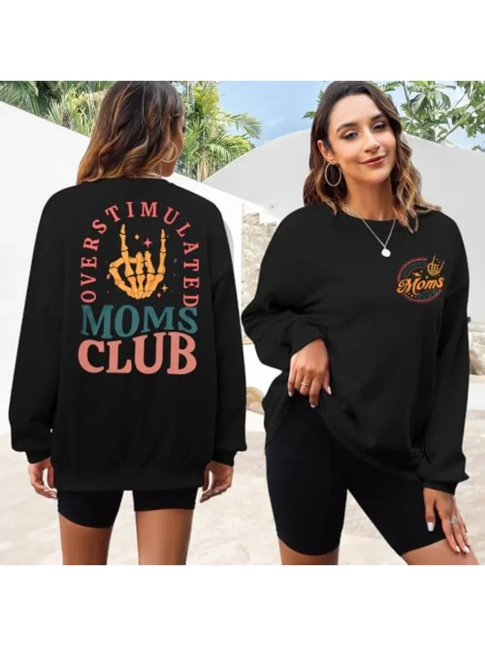 Oversized Mama Sweatshirt Crewneck Pullover Cotton Mom Life Top